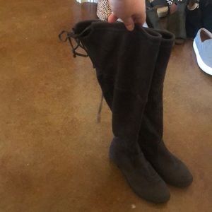 Grey over the knee boots